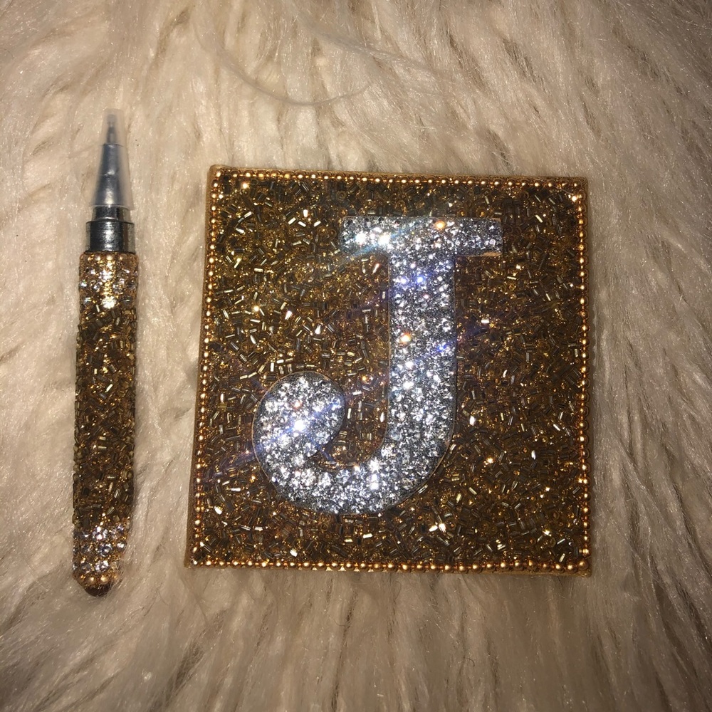 Mini notepad & pen gold and white sparkle pier 1